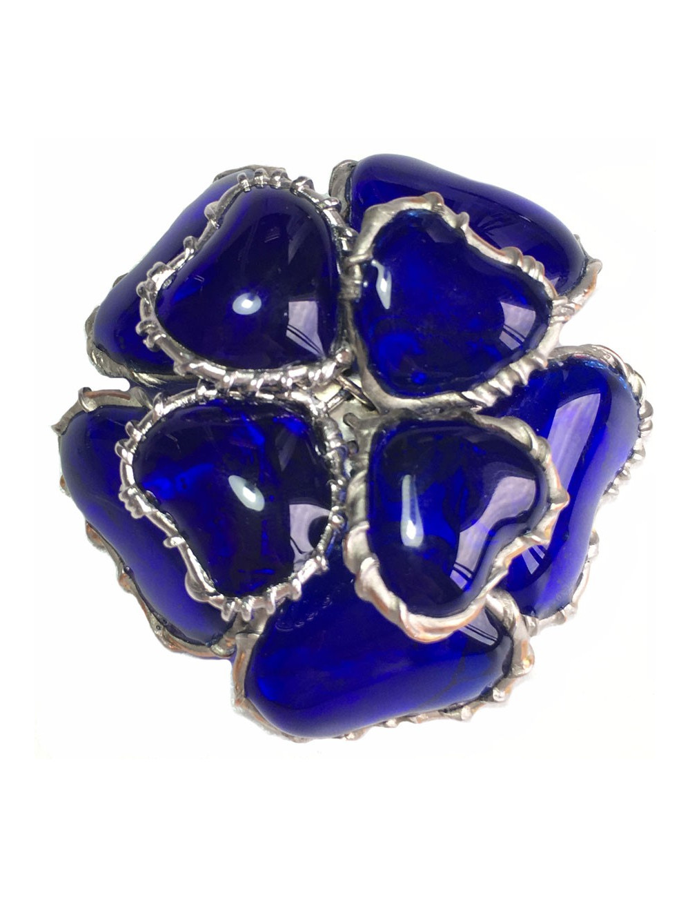 xxx Broche GRIPOIX en pâte de verre saphir