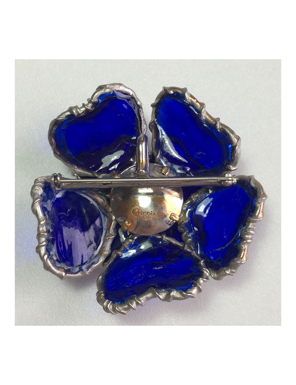 Sapphire glass GRIPOIX brooch