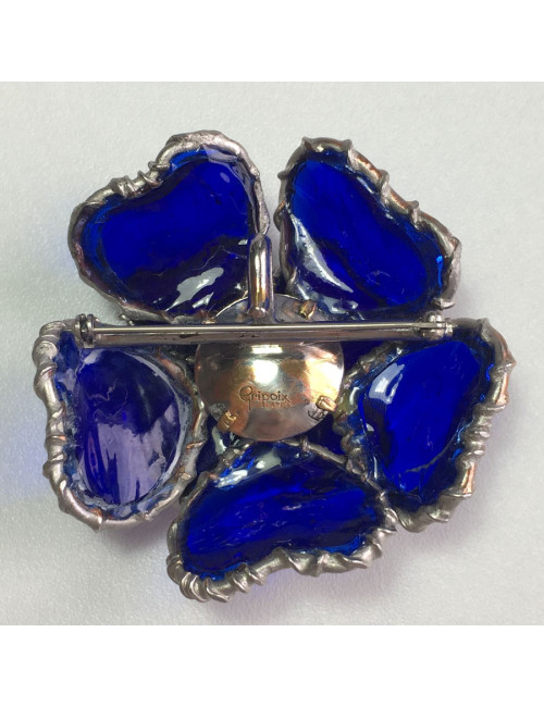 Sapphire glass GRIPOIX brooch