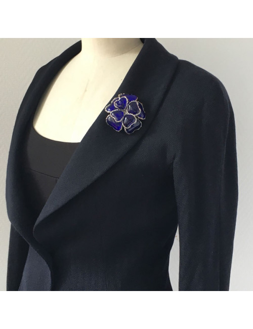 xxx Broche GRIPOIX en pâte de verre saphir