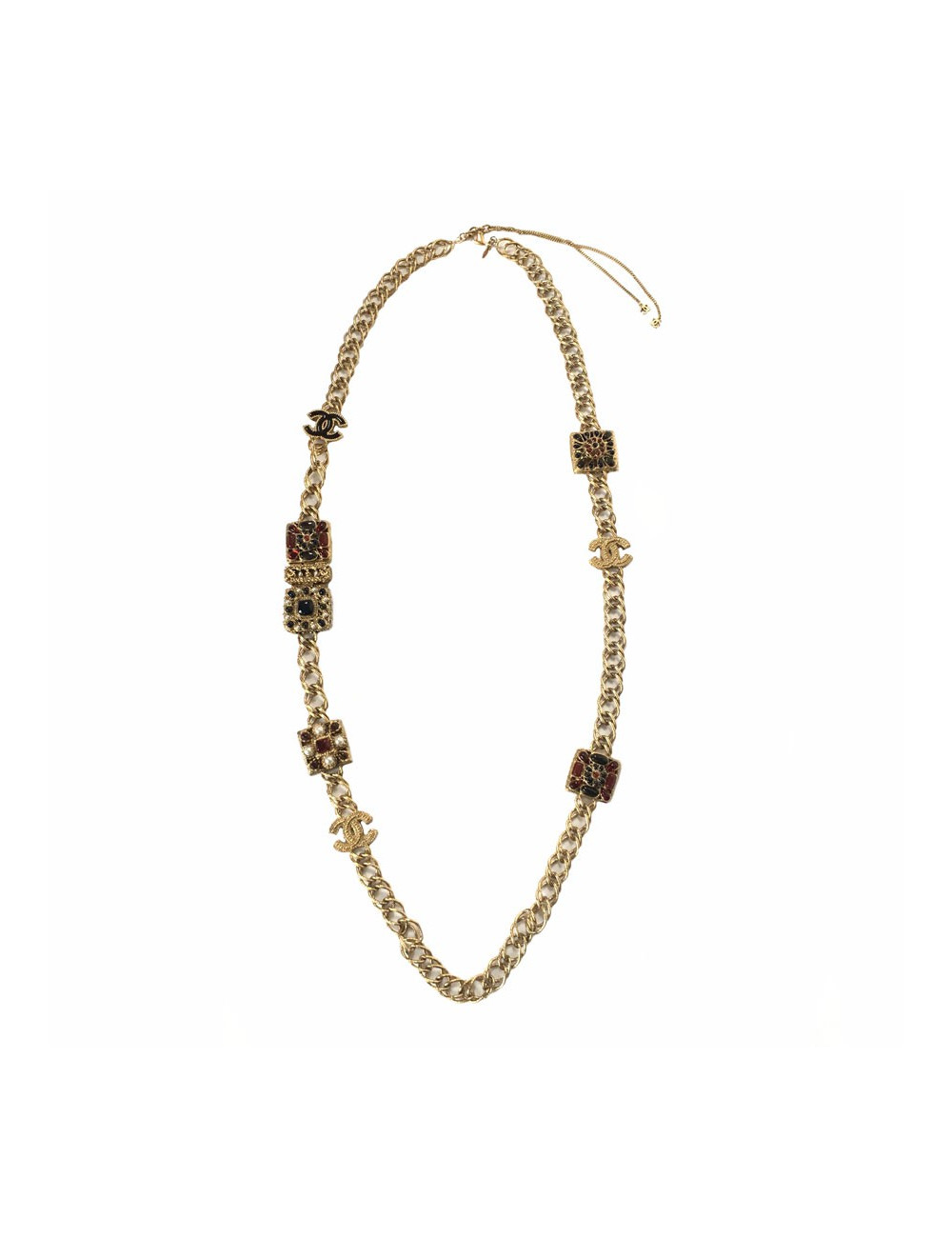 CHANEL 'Paris-Byzance' Couture Gilt Metal Necklace, CC and Molten Glass