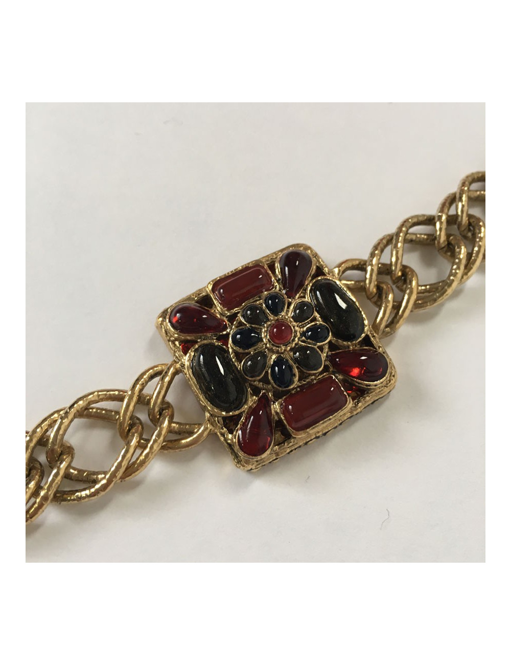 CHANEL 'Paris-Byzance' Couture Gilt Metal Necklace, CC and Molten Glass