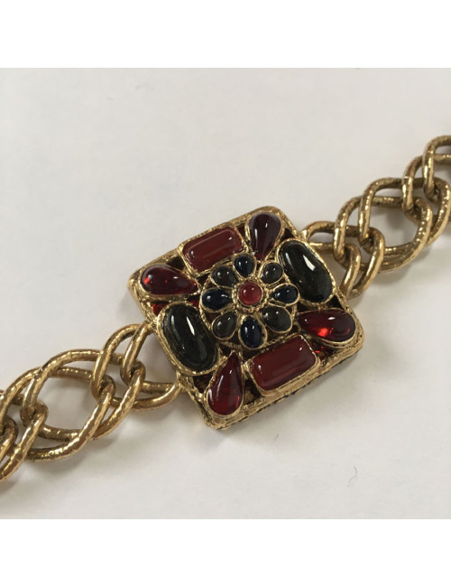 CHANEL 'Paris-Byzance' Couture Gilt Metal Necklace, CC and Molten Glass