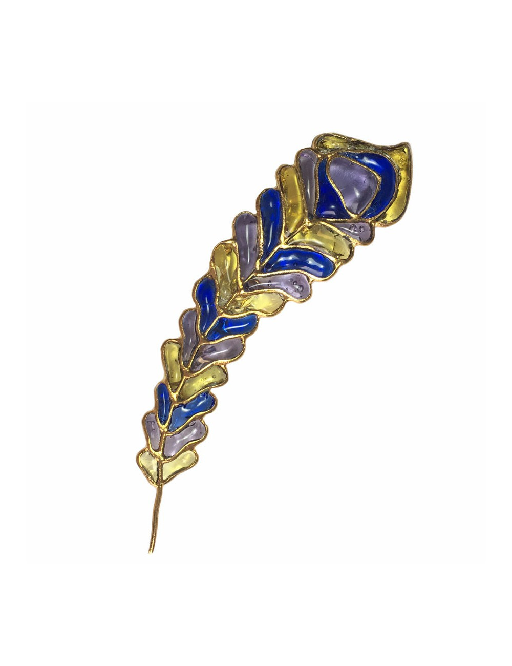 xxx Broche LOULOU de la FALAISE  "plume de paon" en pâte de verre multicolore