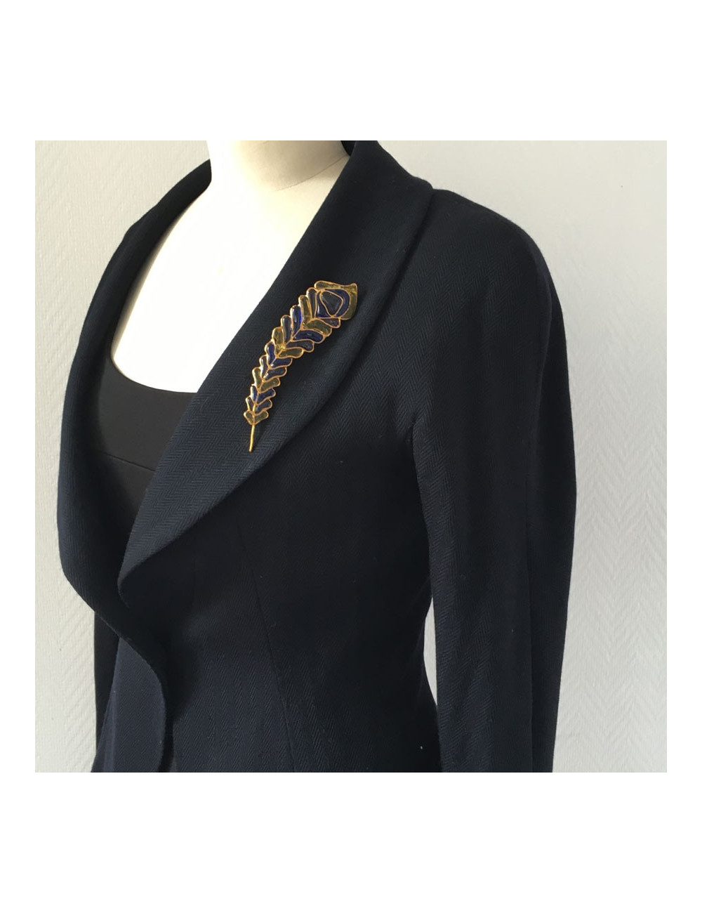 xxx Broche LOULOU de la FALAISE  "plume de paon" en pâte de verre multicolore