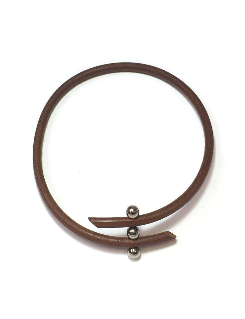 XXX Collier HERMES en cuir marron