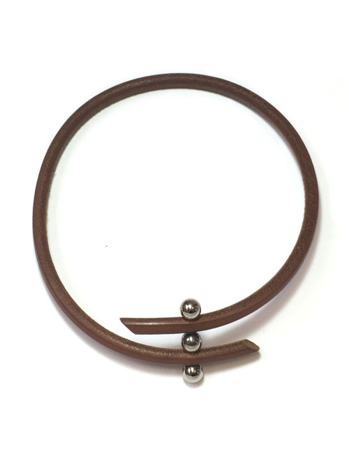 Collier HERMES en cuir marron