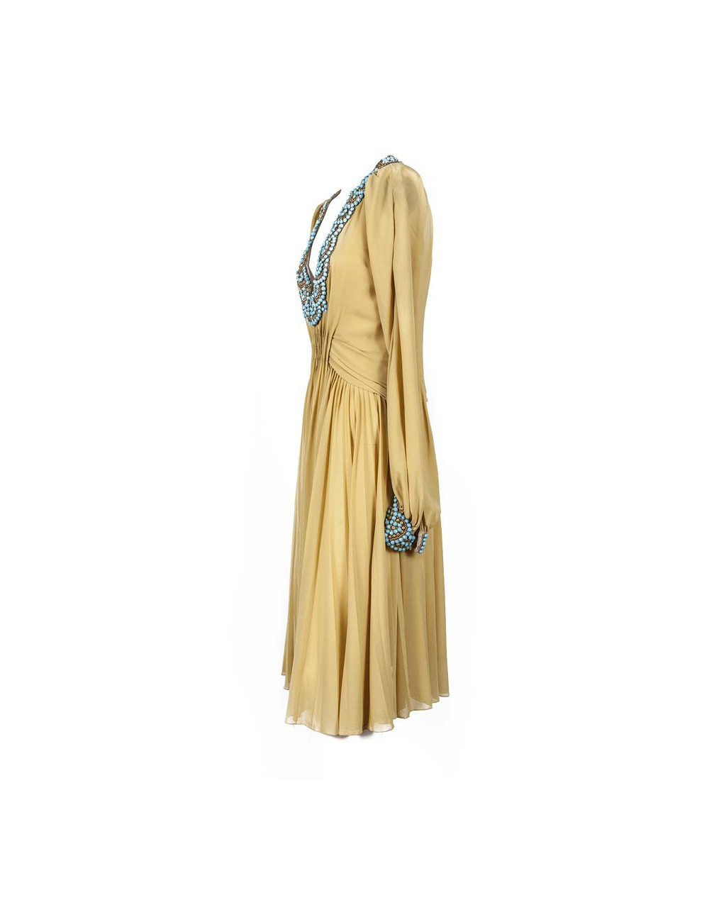 Mustard silk T38 dress CHRISTIAN DIOR