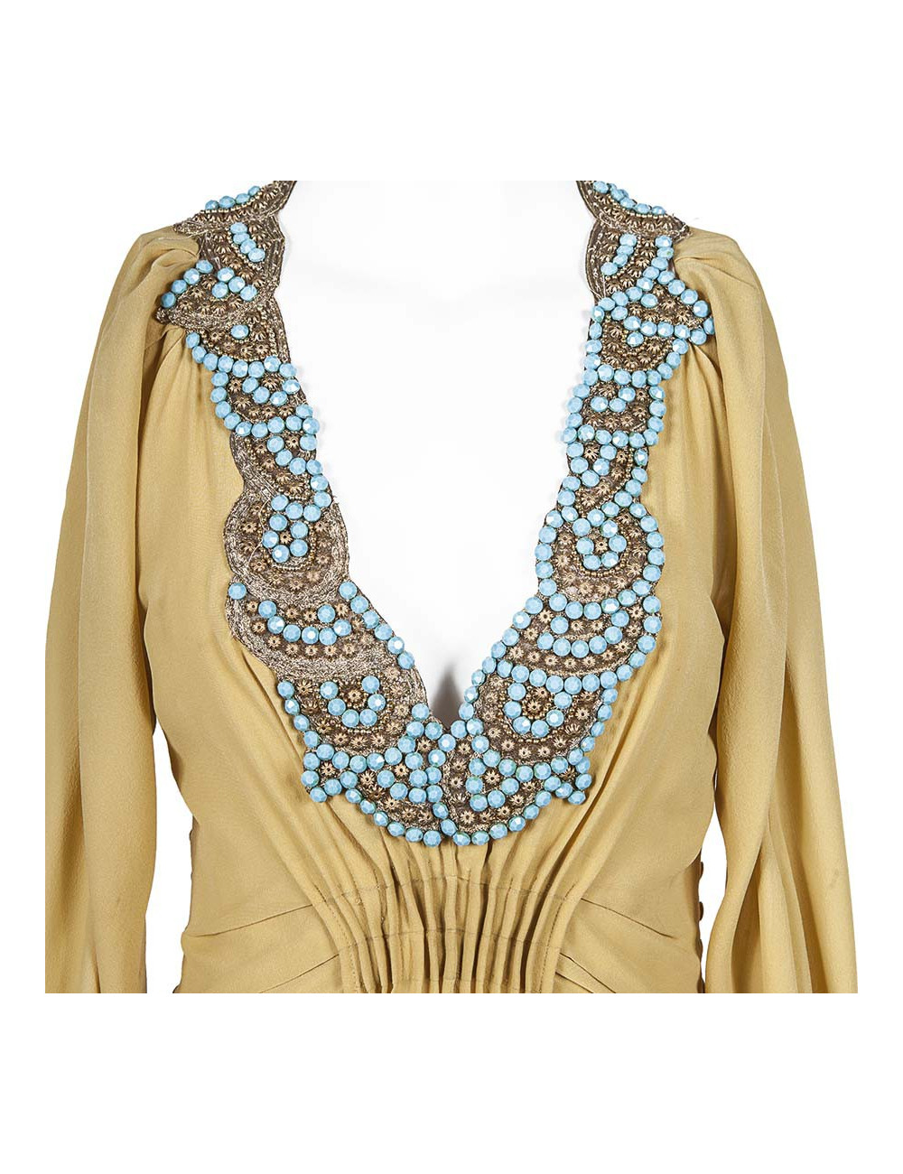 Robe CHRISTIAN DIOR  en soie moutarde T38