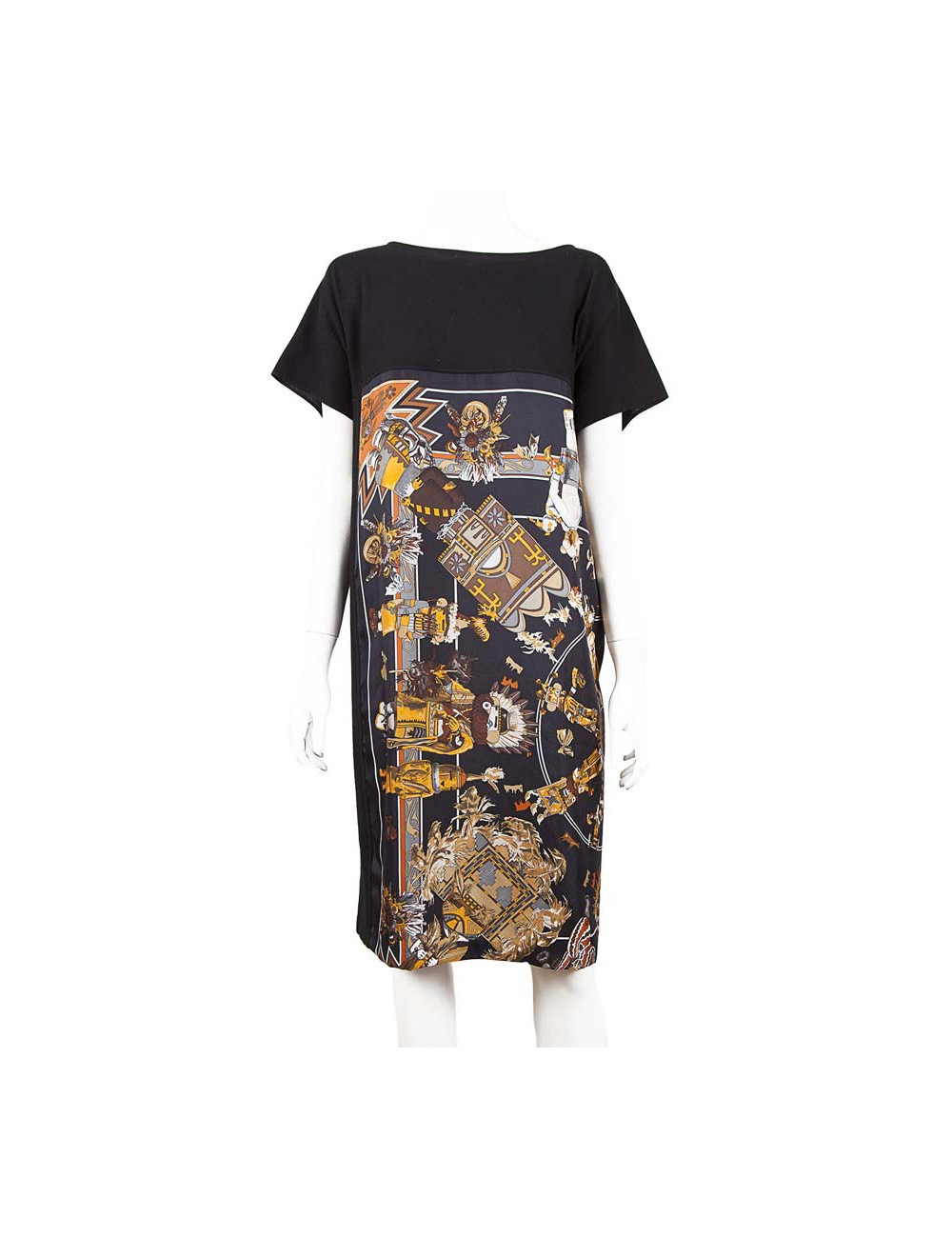 Robe foulard HERMES T 36 soie imprimée