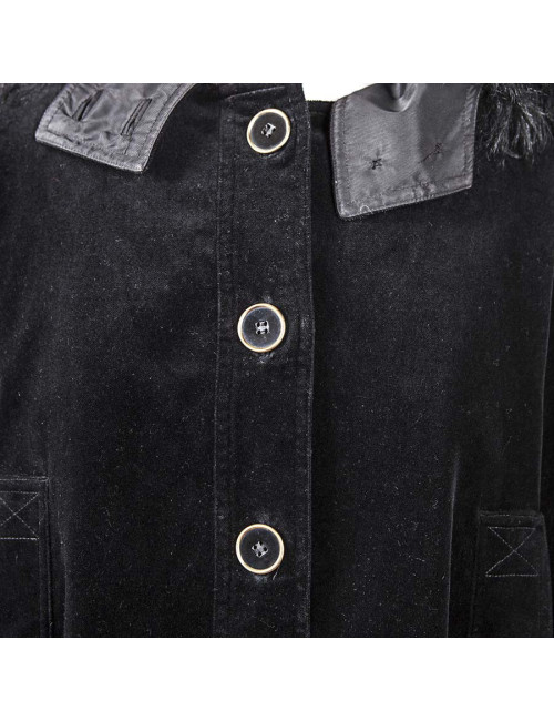 Veste DKNY en velours noir et fourrure