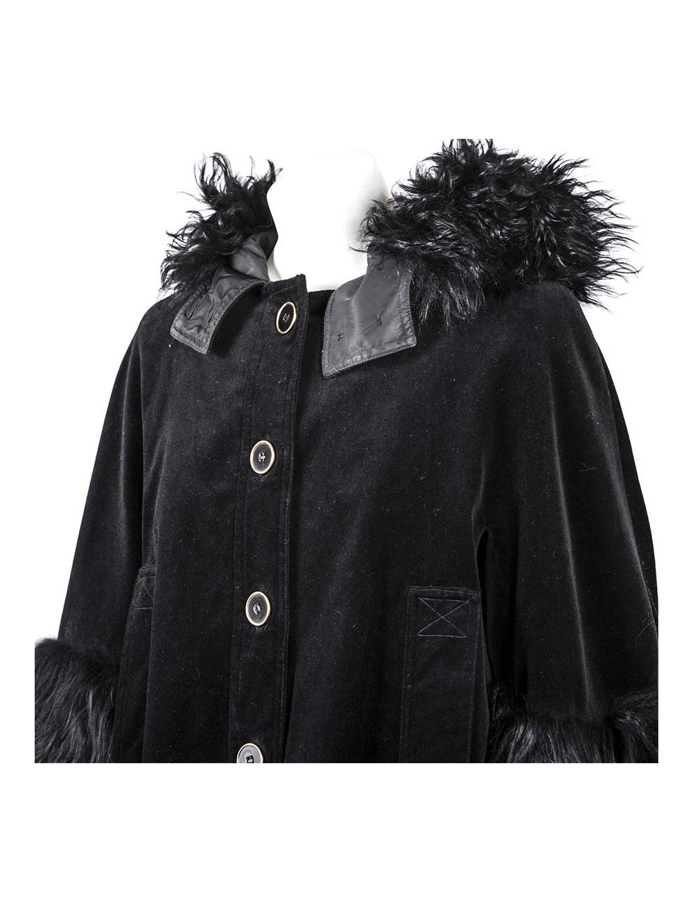 DKNY jacket in black velvet and fur