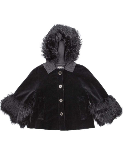 DKNY jacket in black velvet and fur