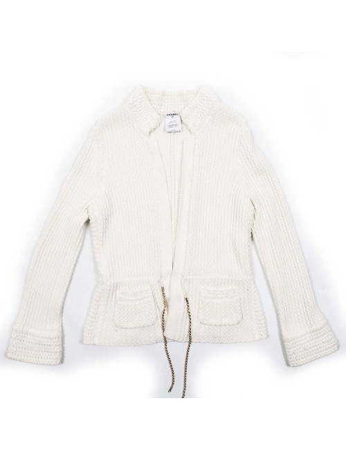 White CHANEL T 42 cotton long vest