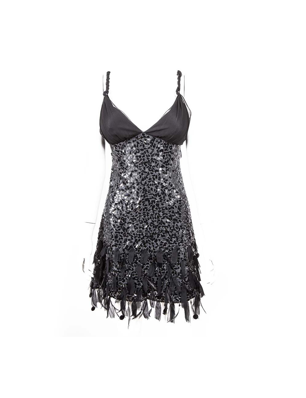 Robe Jenny Packham T10UK noire à sequins
