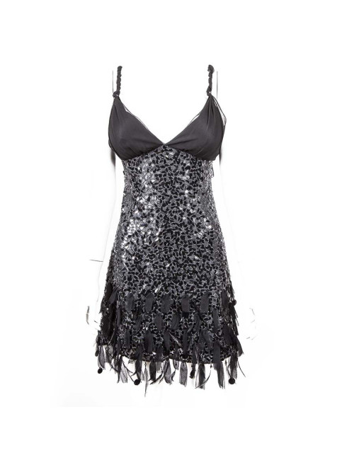 Robe Jenny Packham T10UK noire à sequins