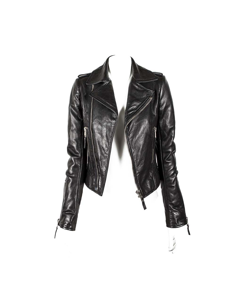 BALENCIAGA Biker black leather jacket