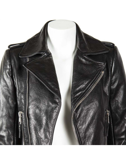 BALENCIAGA Biker black leather jacket