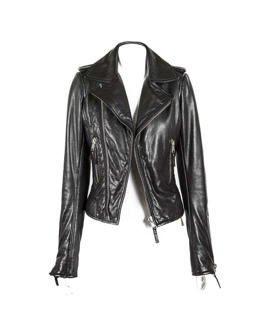 Jacket Biker BALENCIAGA black lambskin T38