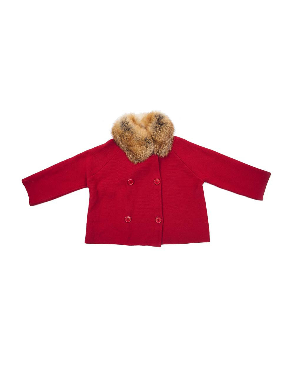 Gilet CHRISTIAN DIOR T36 laine rouge et fourrure