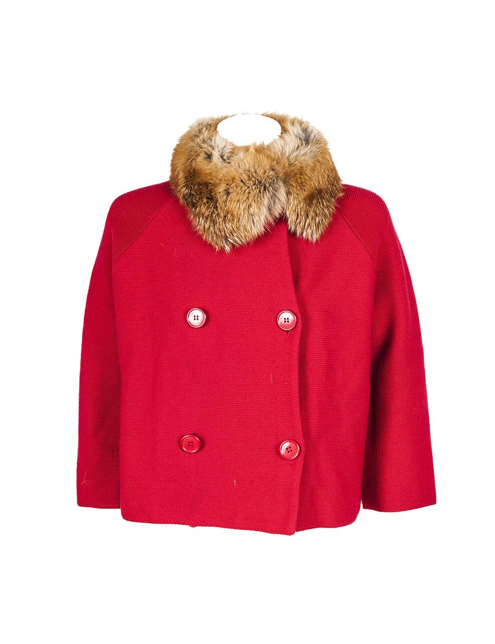 CHRISTIAN DIOR T36 red wool and fur jacket