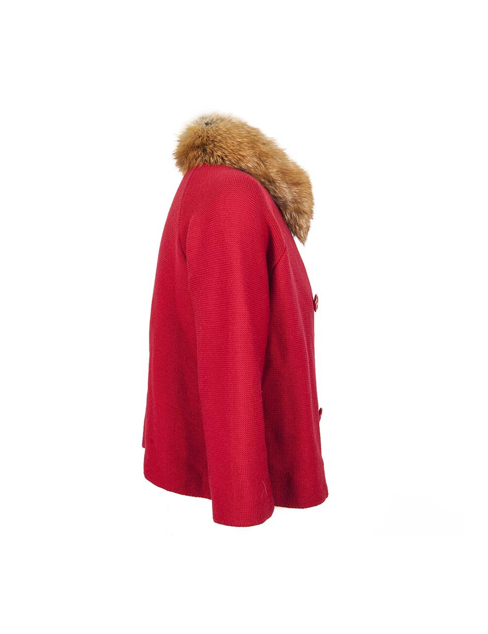 CHRISTIAN DIOR T36 red wool and fur jacket