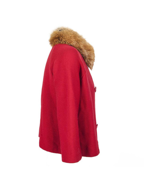 CHRISTIAN DIOR T36 red wool and fur jacket