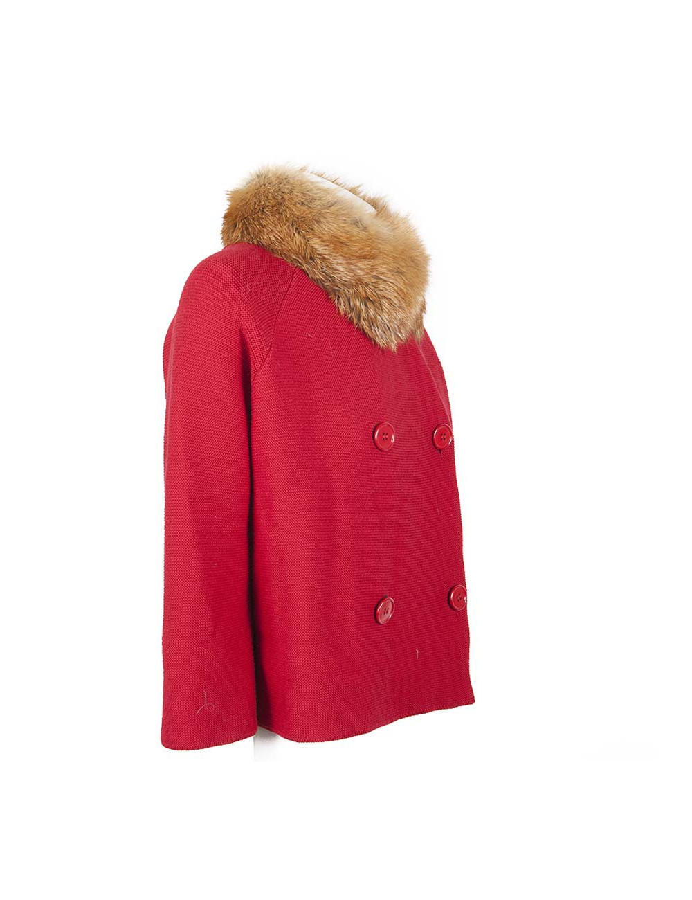 Gilet CHRISTIAN DIOR T36 laine rouge et fourrure