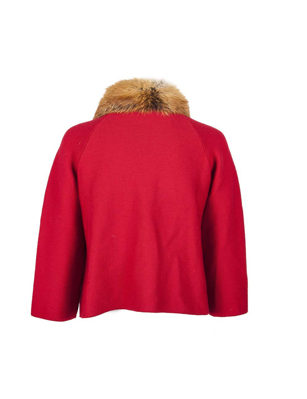 CHRISTIAN DIOR T36 red wool and fur jacket