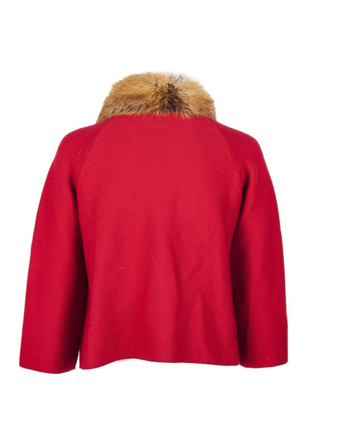 CHRISTIAN DIOR T36 red wool and fur jacket