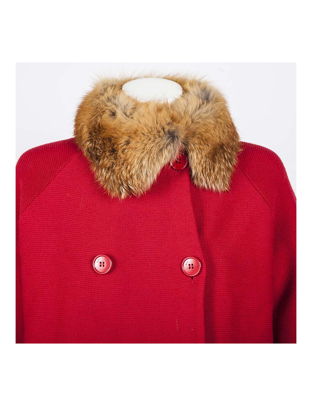 CHRISTIAN DIOR T36 red wool and fur jacket