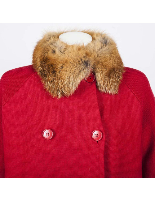 CHRISTIAN DIOR T36 red wool and fur jacket