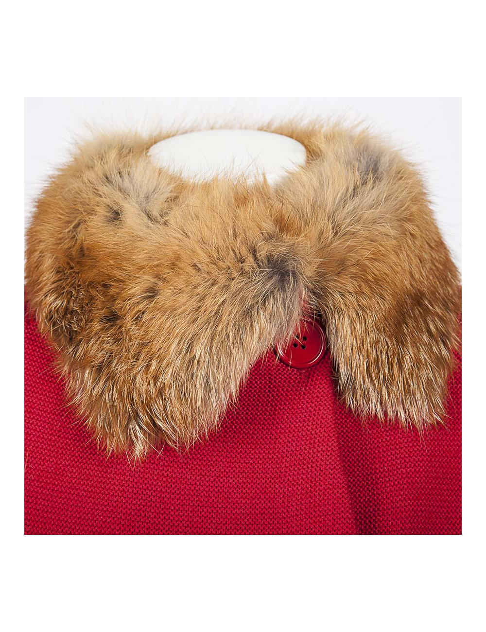 CHRISTIAN DIOR T36 red wool and fur jacket