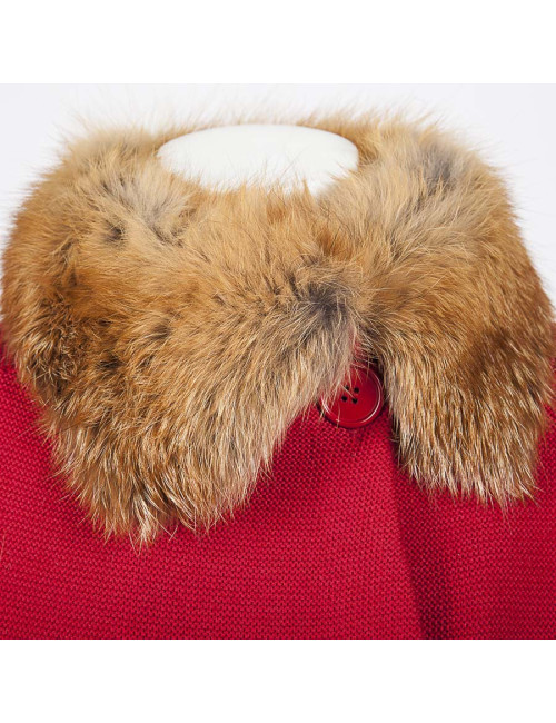 CHRISTIAN DIOR T36 red wool and fur jacket
