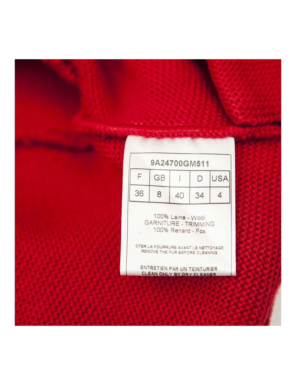 Gilet CHRISTIAN DIOR T36 laine rouge et fourrure