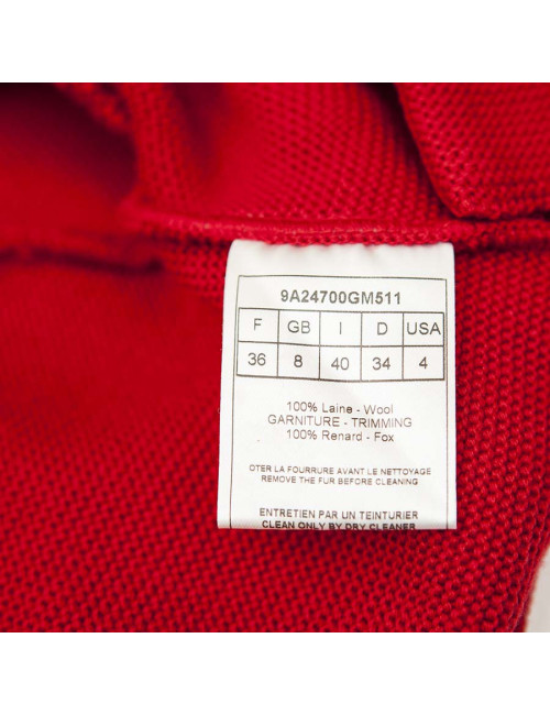 CHRISTIAN DIOR T36 red wool and fur jacket