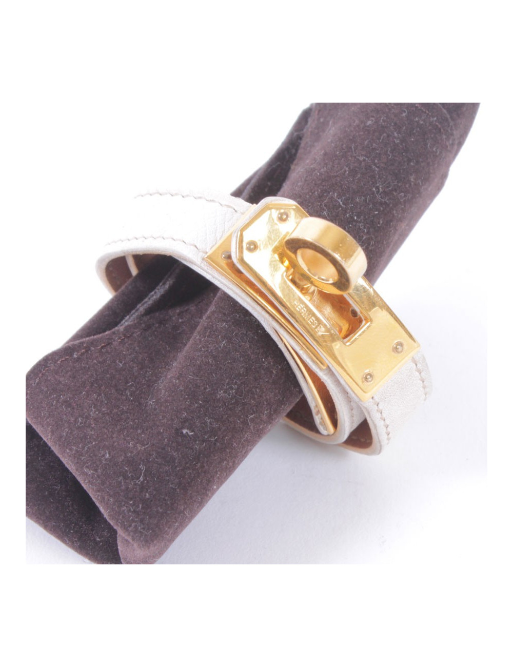 Bracelet 'Kelly double tour' cuir beige