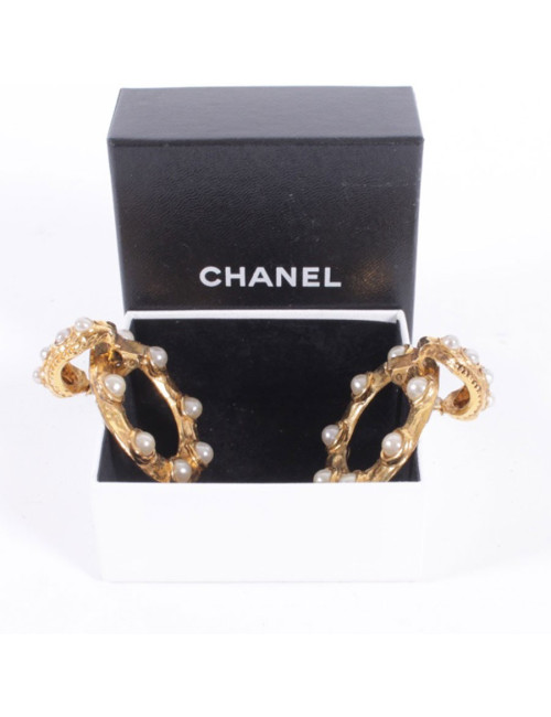 Boucles d'oreille Couture CHANEL clips pendants Vintage