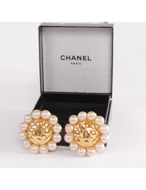 Boucles d'oreille clips CHANEL Couture Matelassées