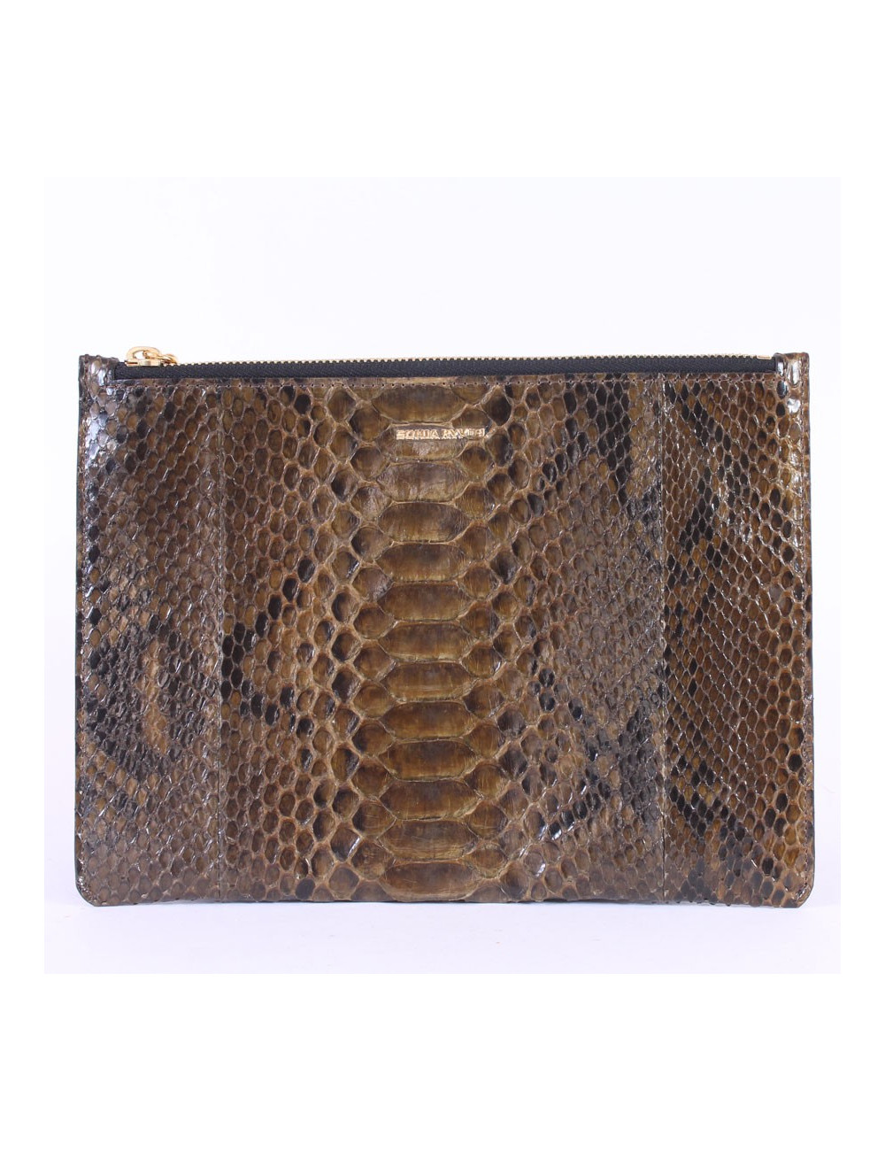 Pochette en python SONIA RYKIEL vert bronze