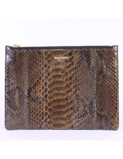 Pochette en python SONIA RYKIEL vert bronze