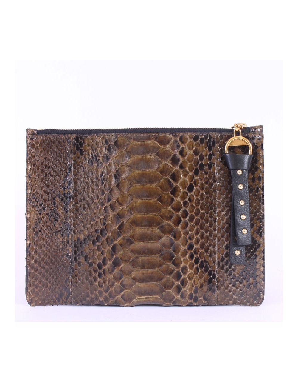 Pochette en python SONIA RYKIEL vert bronze