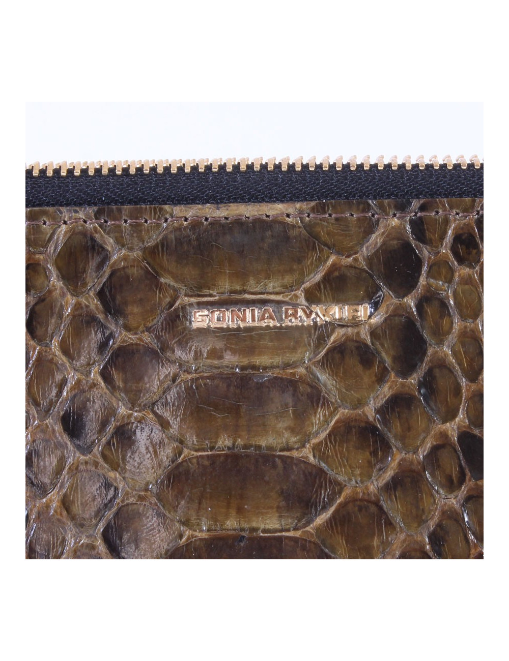 SONIA RYKIEL python green pouch bronze
