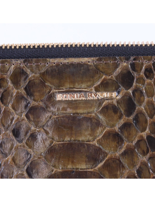 SONIA RYKIEL python green pouch bronze