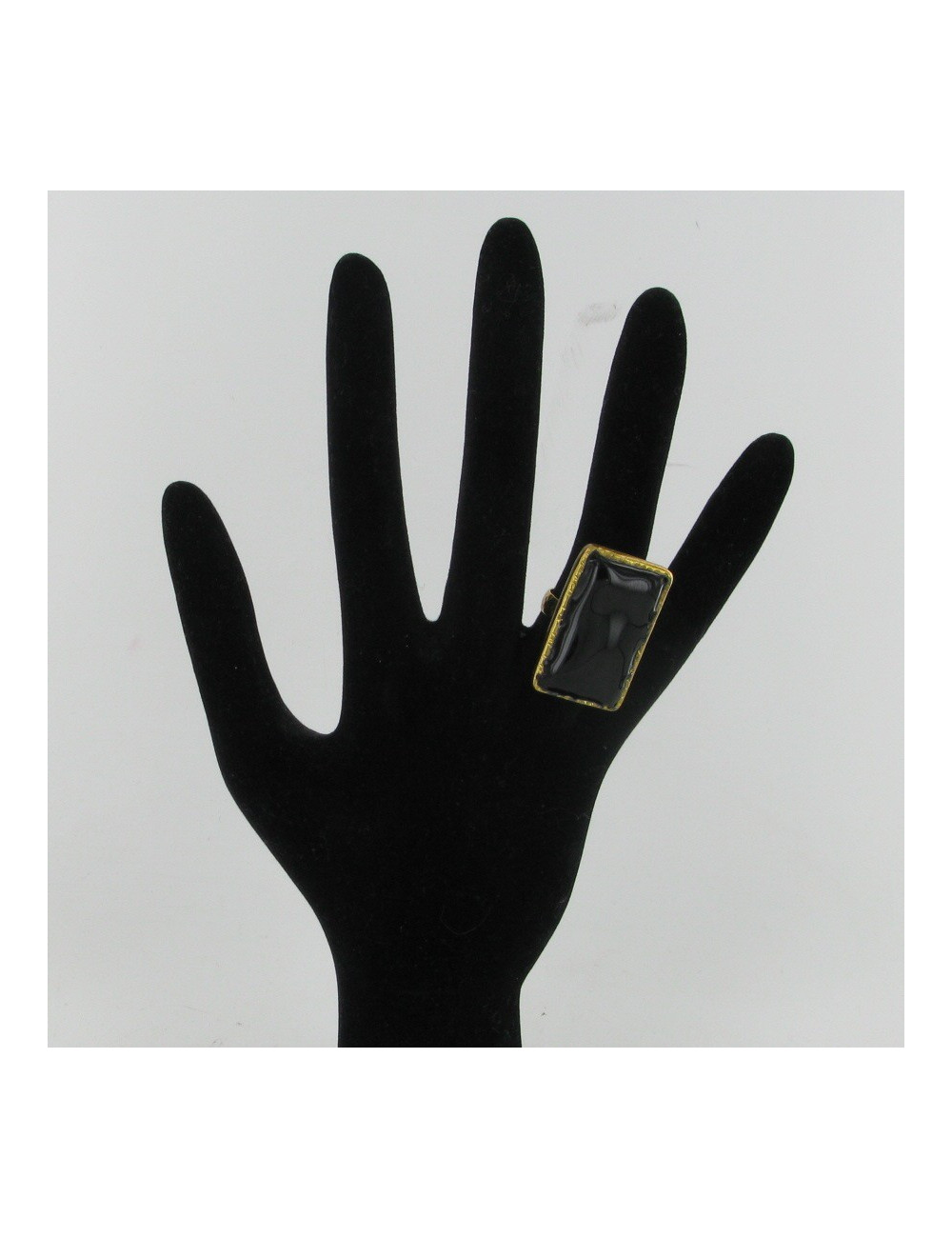 Bague pâte de verre noire MARGUERITE DE VALOIS