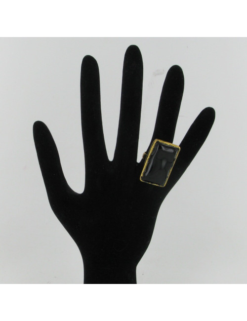 Bague pâte de verre noire MARGUERITE DE VALOIS