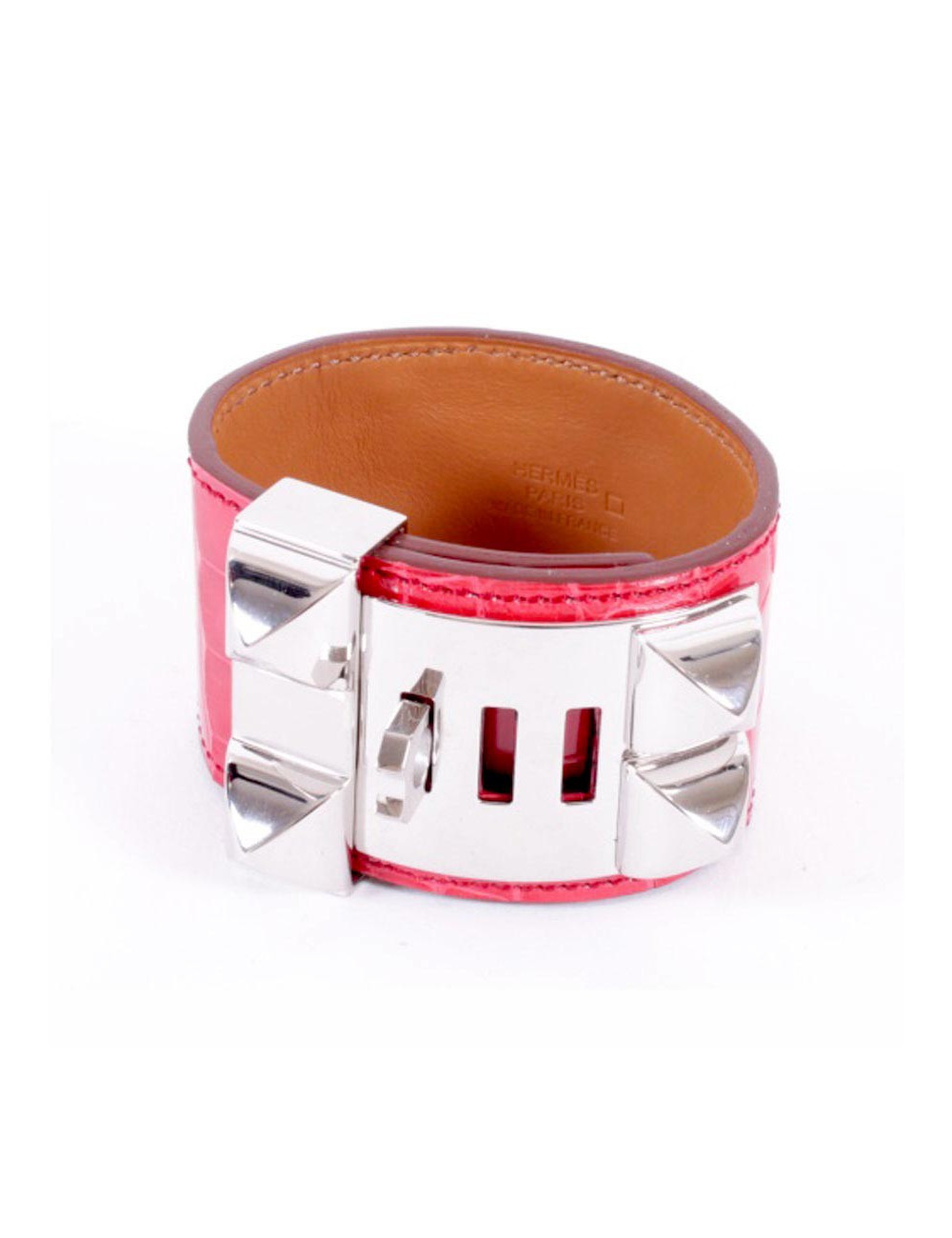 Manchette CDC Médor HERMES en crocodile coquelicot