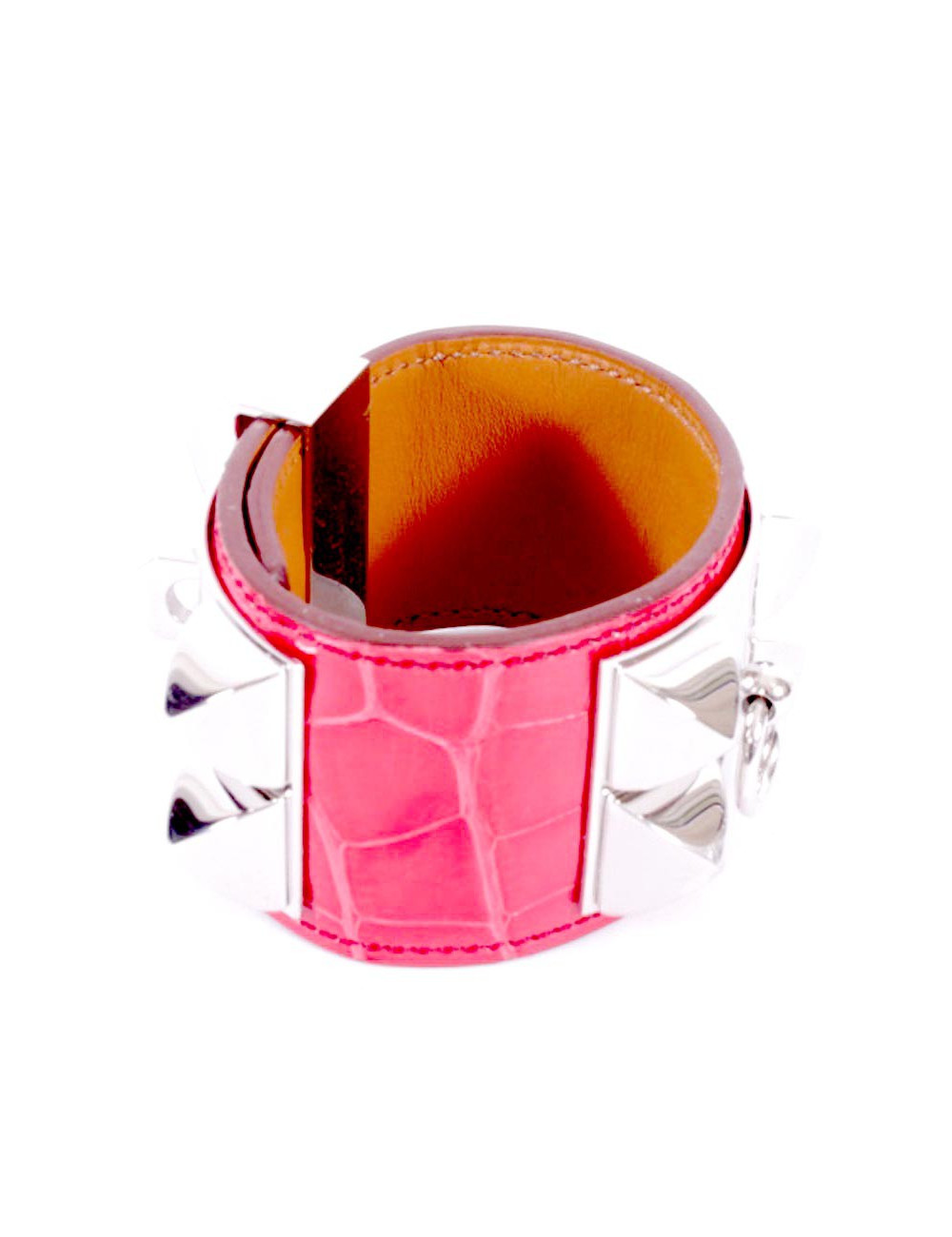 Manchette CDC Médor HERMES en crocodile coquelicot