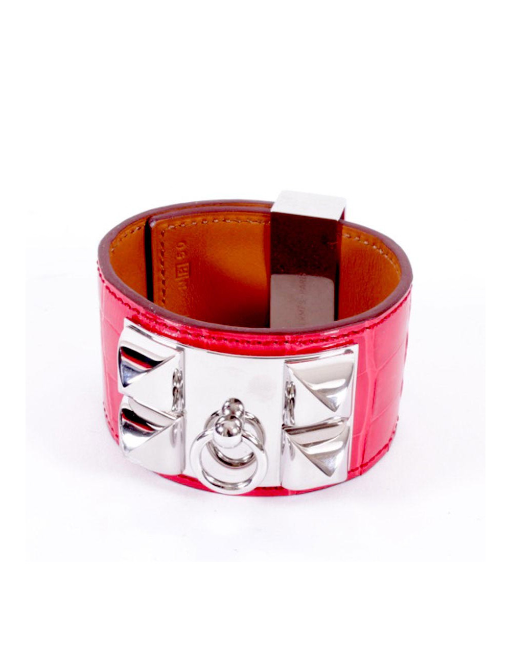 Manchette CDC Médor HERMES en crocodile coquelicot