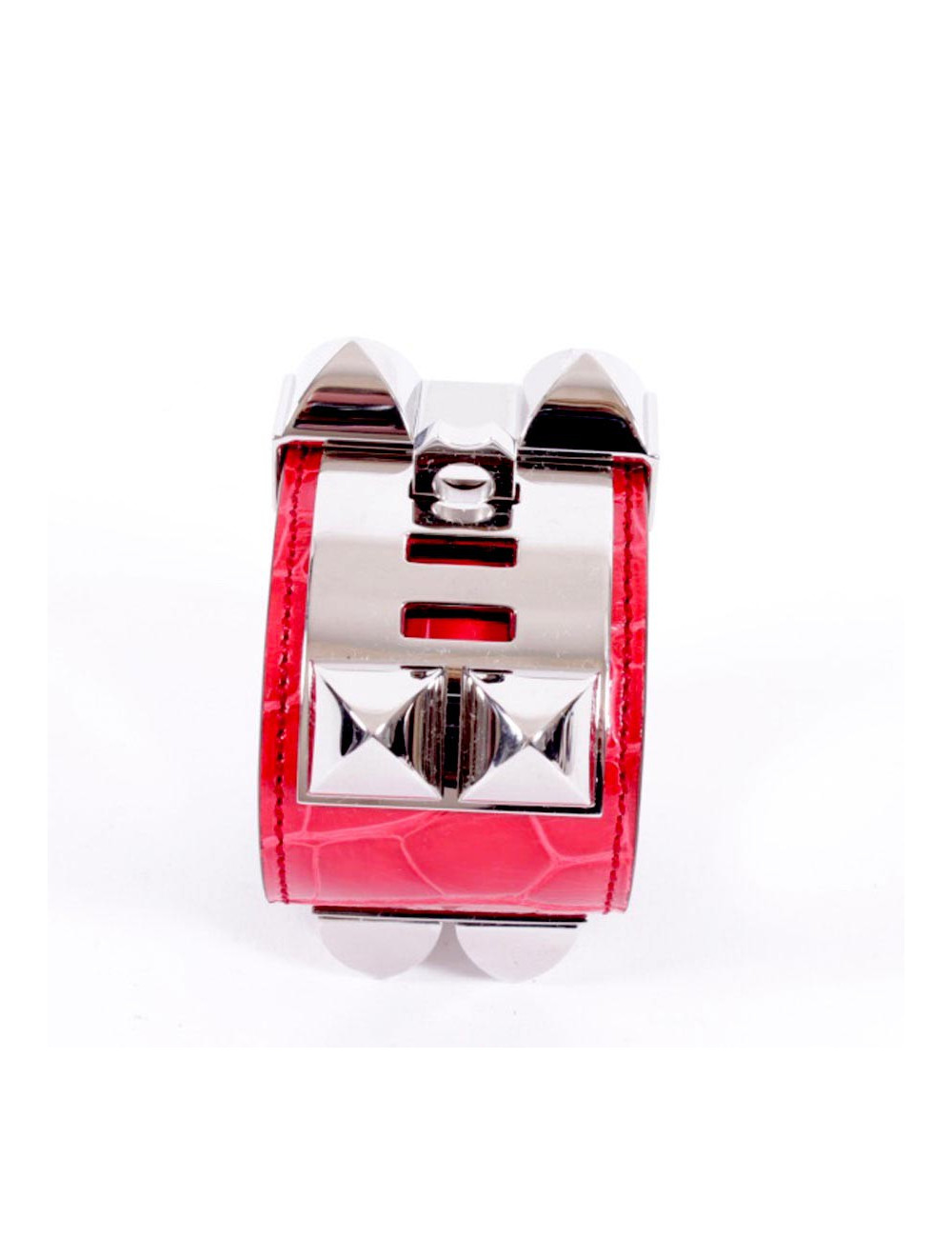 Manchette CDC Médor HERMES en crocodile coquelicot